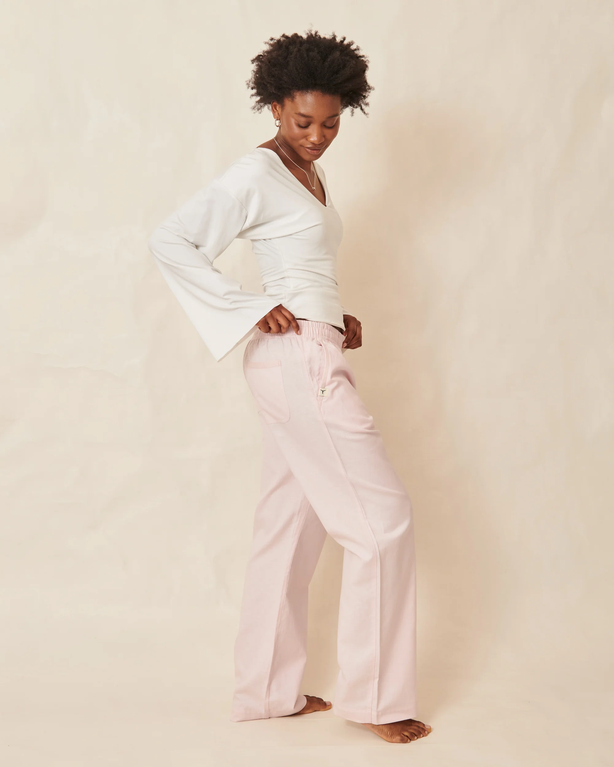 Pink & White Flipin' Linen Trouser - Image 4